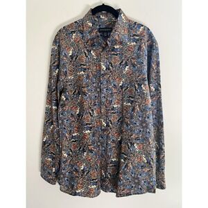 Jhane Barnes Shirt Mens Medium Multicolor Abstract Print Button Up Rayon Cotton